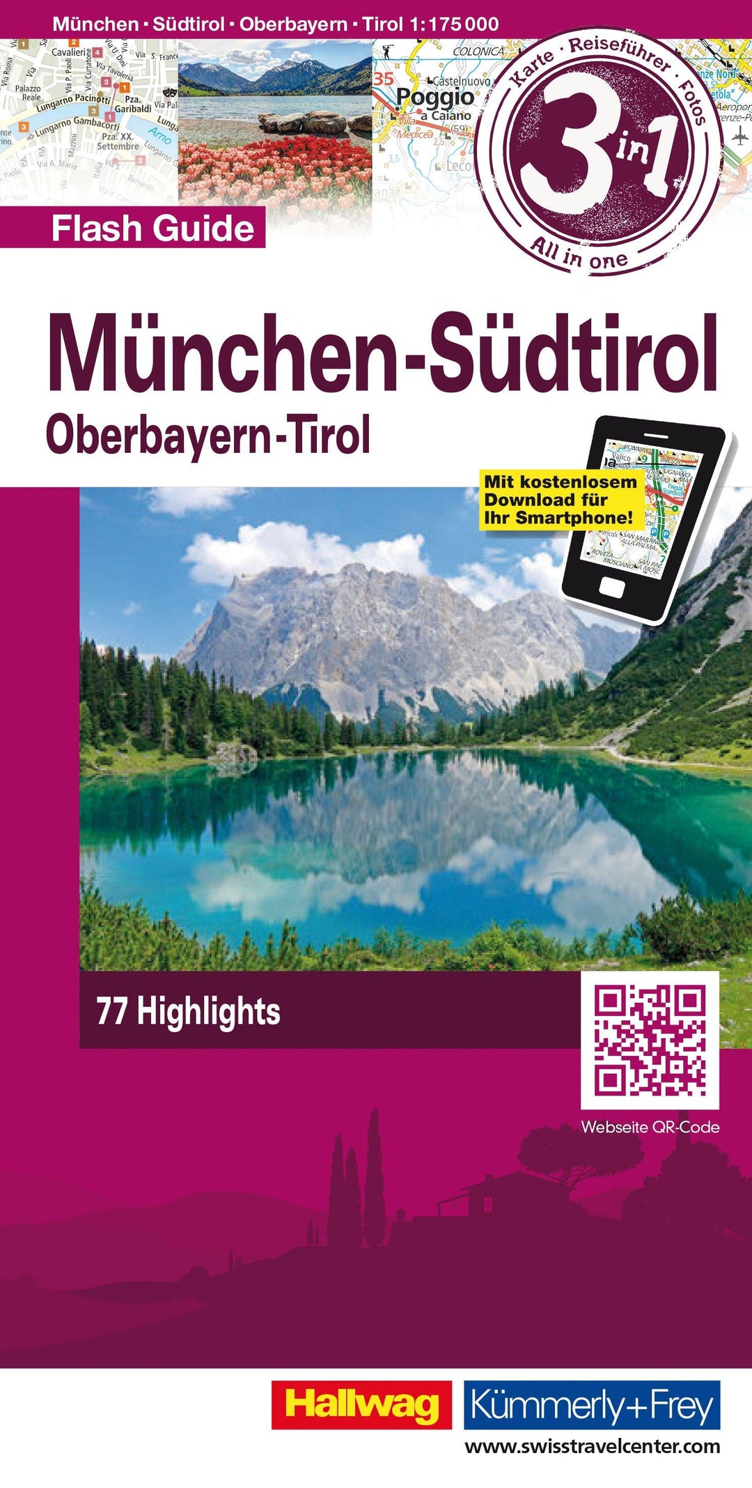 Carte de voyage - Munich, Tyrol du Sud, Haute-Bavière Flash Guide | Hallwag carte pliée Hallwag 