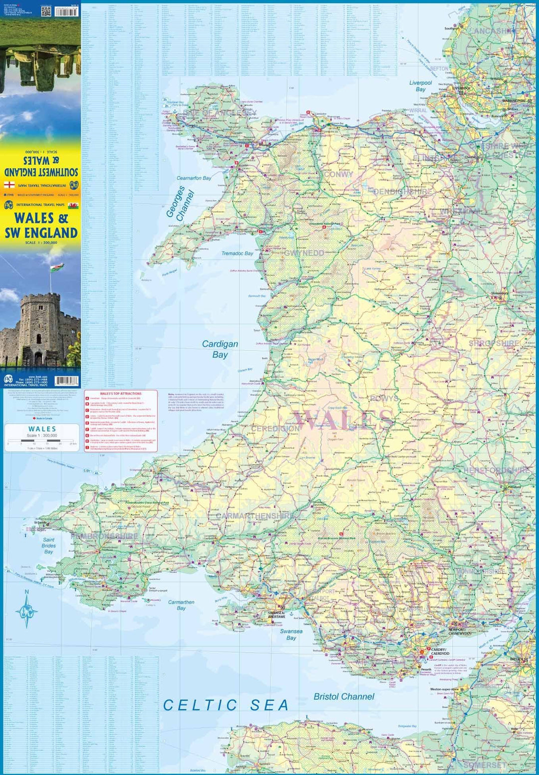 Carte de voyage du Pays de Galles & sud-ouest de l'Angleterre | ITM - La Compagnie des Cartes