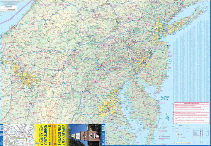 Carte de voyage - Pennsylvanie & plan de Philadelphie | ITM carte pliée ITM 