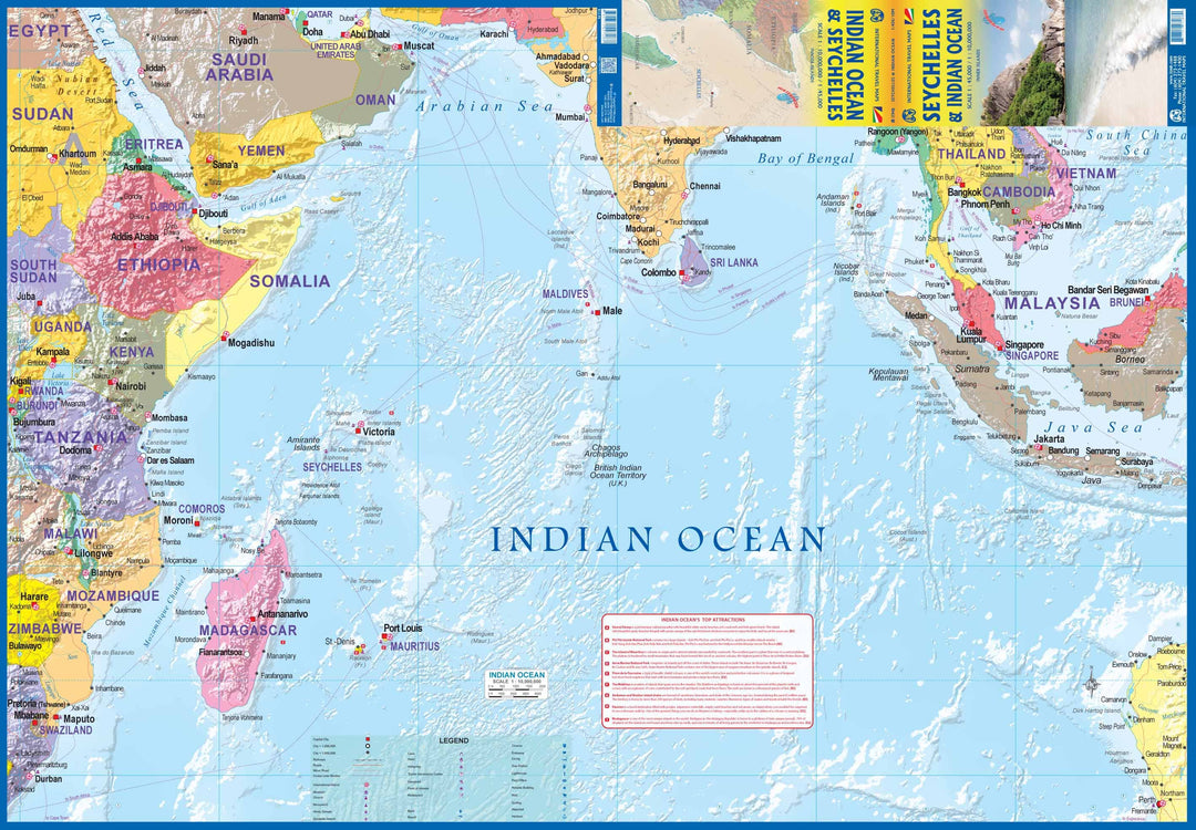 Carte de voyage - Seychelles et Océan Indien | ITM carte pliée ITM 