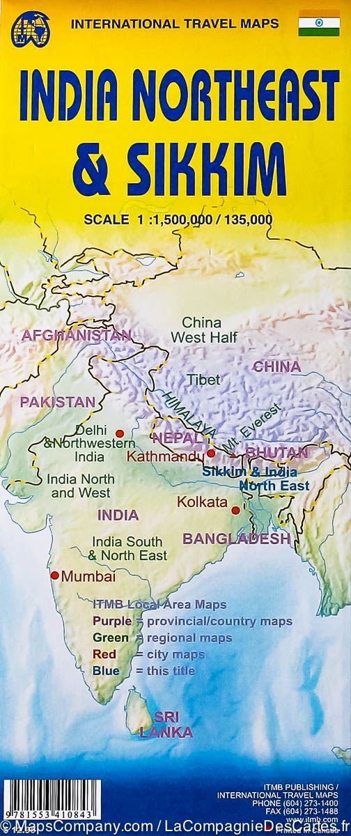 Carte de voyage - Sikkim & Inde Nord-Est | ITM carte pliée ITM 