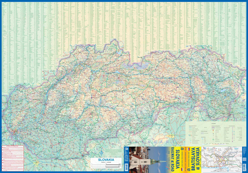Carte de voyage - Slovaquie (routes & chemins de fer) & Plan de Bratislava | ITM carte pliée ITM 
