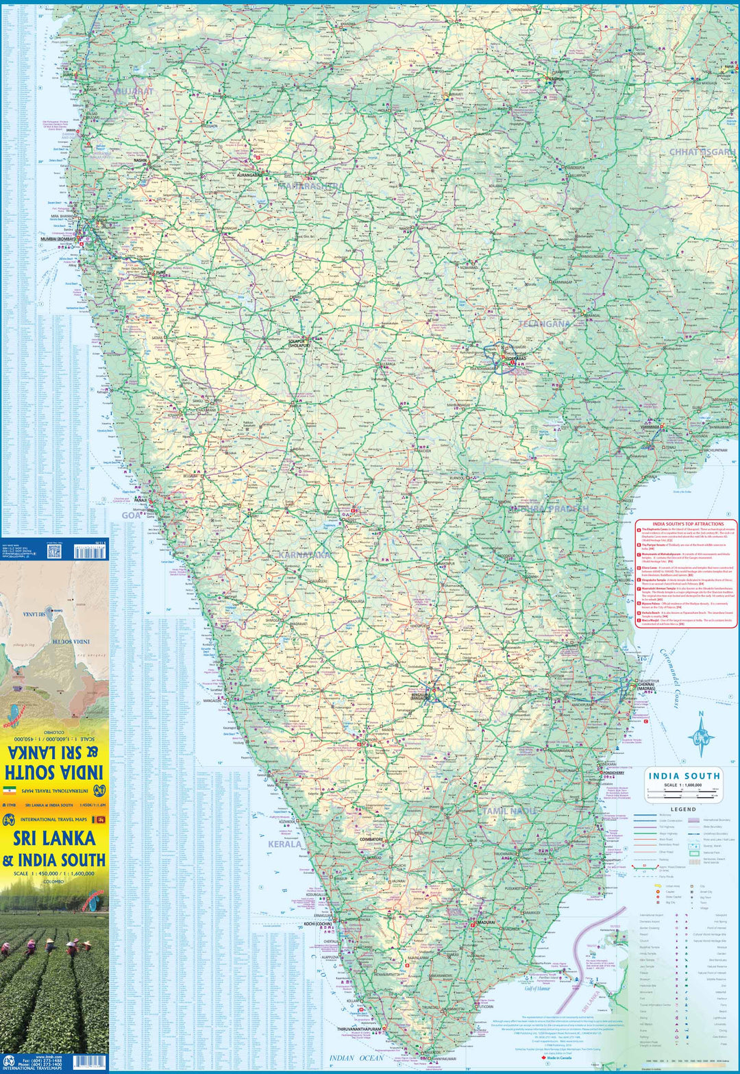 Carte de voyage - Sri Lanka & Inde Sud | ITM carte pliée ITM 