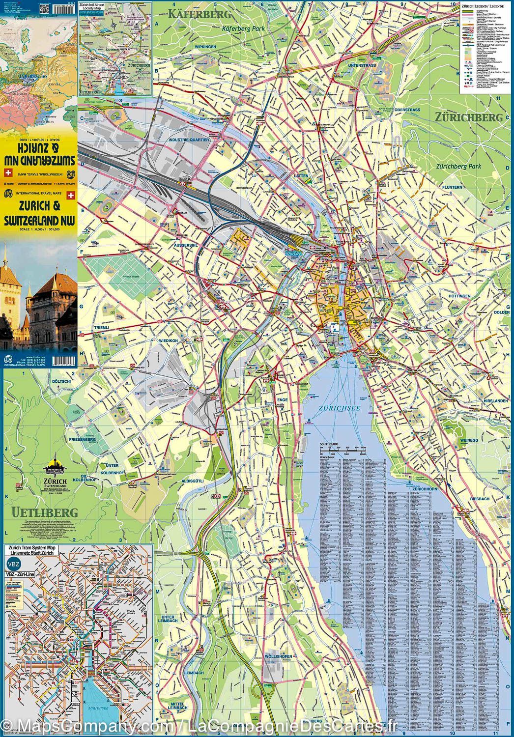 Carte de voyage - Suisse Nord-ouest & Plan de Zurich | ITM carte pliée ITM 
