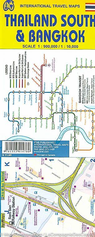 Carte de la Thailande Sud et Plan de Bangkok | ITM - La Compagnie des Cartes