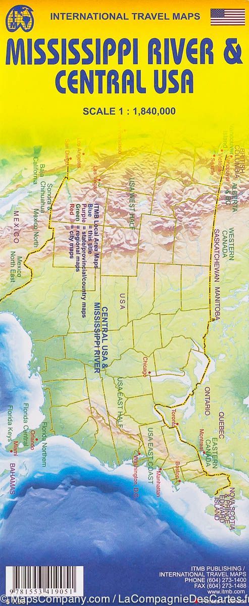 Carte du centre des USA &#038; Mississippi | ITM - La Compagnie des Cartes