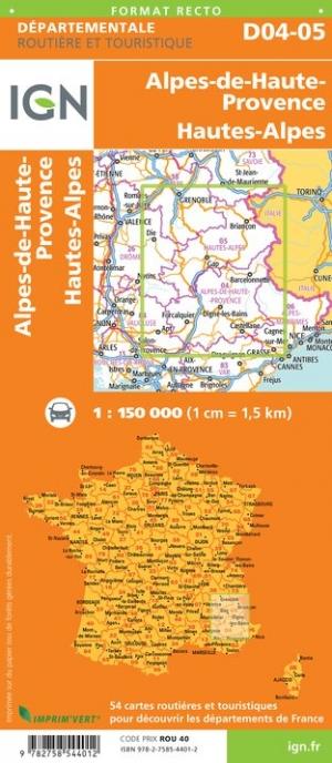 Carte départementale D04-05- Alpes-de-Haute-Provence & Hautes-Alpes | IGN carte pliée IGN 