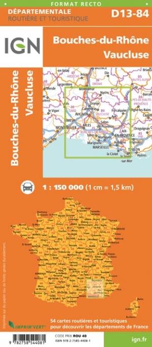Carte départementale D13-84 - Bouches-du-Rhône & Vaucluse | IGN carte pliée IGN 