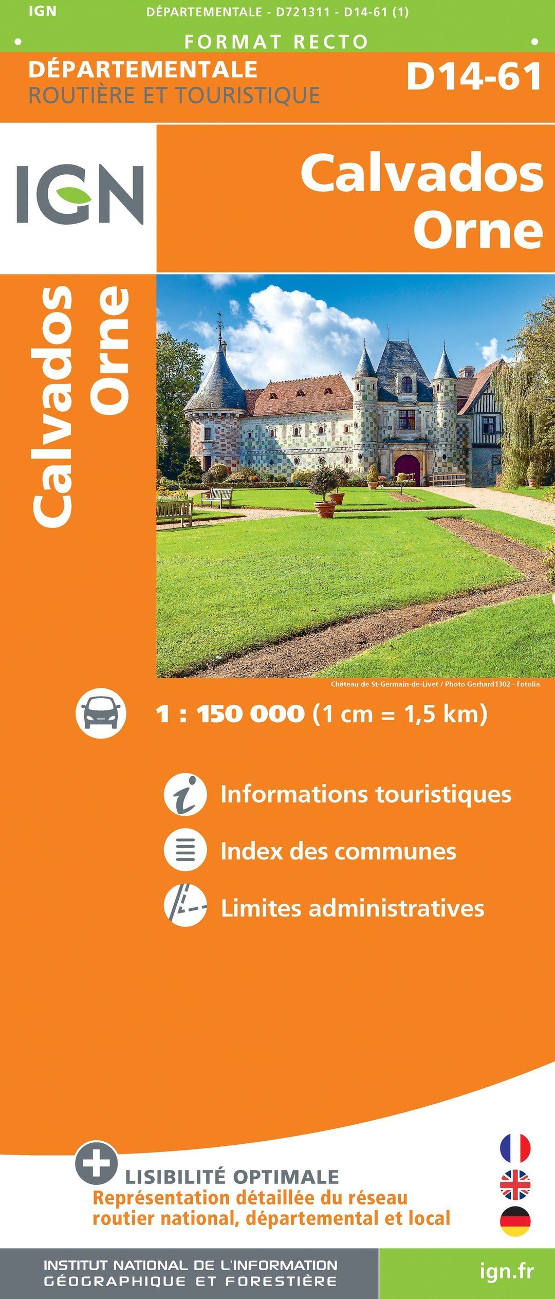 Carte départementale D14-61 - Calvados & Orne | IGN carte pliée IGN 