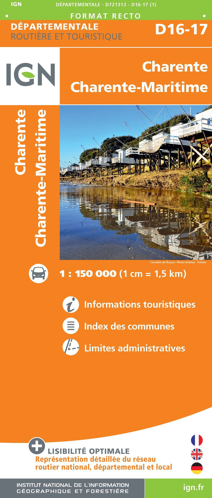 Carte départementale D16-17 - Charente & Charente-Maritime | IGN carte pliée IGN 