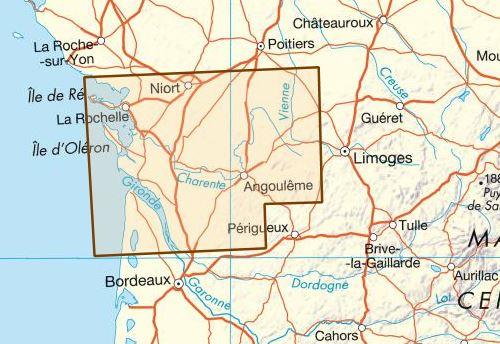 Carte départementale D16-17 - Charente & Charente-Maritime- VERSION MURALE ET PLASTIFIEE | IGN carte murale grand tube IGN 