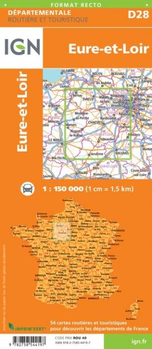 Carte départementale - Eure-et-Loir | IGN carte pliée IGN 