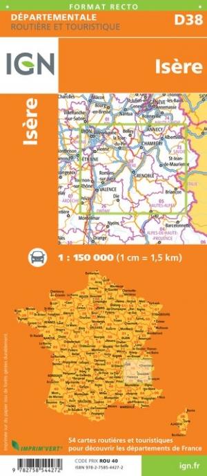 Carte départementale - Isère | IGN carte pliée IGN 