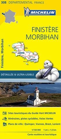 Carte départementale n° 308 - Finistère & Morbihan | Michelin carte pliée Michelin 