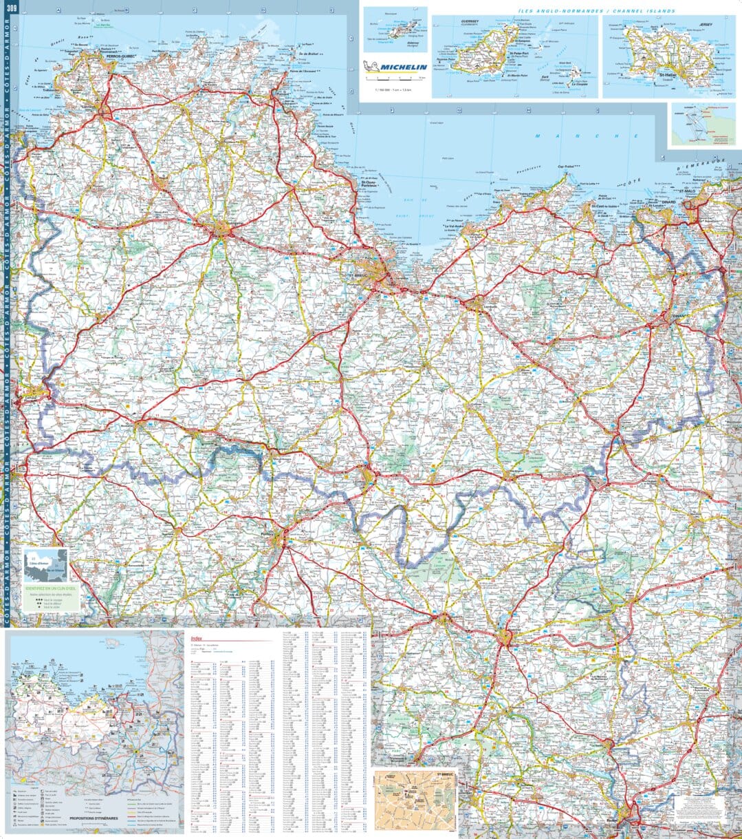 Carte départementale n° 309 - Côtes d'Armor & Ille-et-Vilaine | Michelin carte pliée Michelin 
