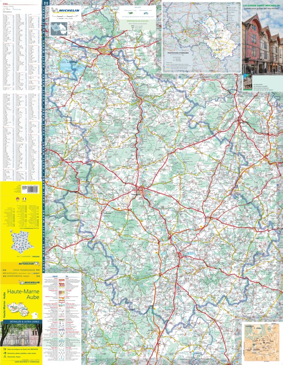 Carte départementale n° 313 - Aube & Haute-Marne | Michelin carte pliée Michelin 