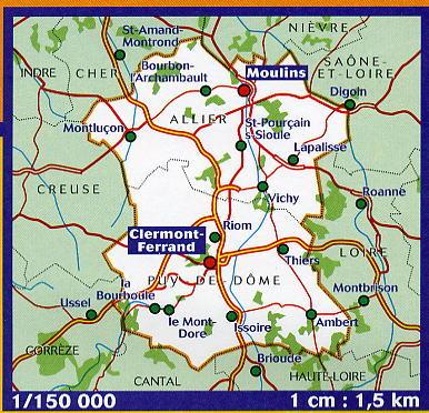 Carte départementale n° 326 - Allier & Puy-de-Dôme | Michelin carte pliée Michelin 