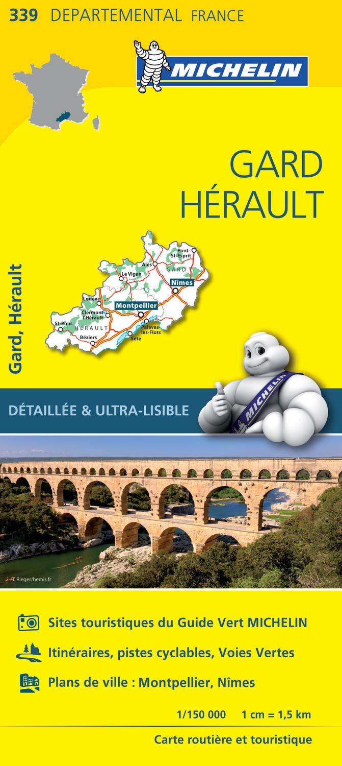 Carte départementale n° 339 - Gard & Hérault | Michelin carte pliée Michelin 