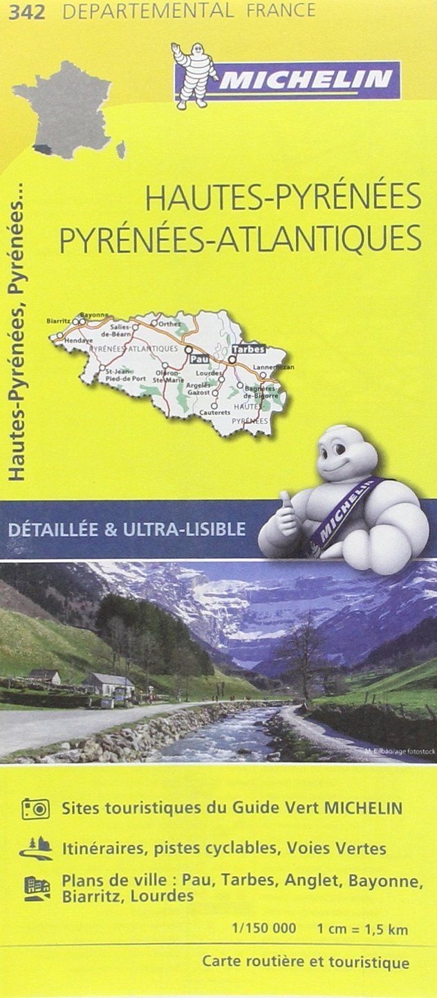 Carte départementale n° 342 - Hautes-Pyrénées & Pyrénées-Atlantiques | Michelin carte pliée Michelin 
