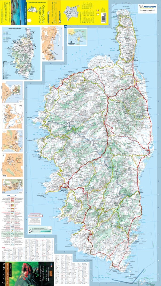 Carte départementale n° 345 - Corse-du-Sud & Haute-Corse | Michelin carte pliée Michelin 