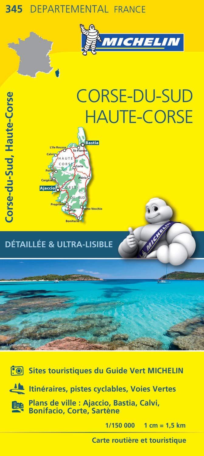 Carte départementale n° 345 - Corse-du-Sud & Haute-Corse | Michelin carte pliée Michelin 