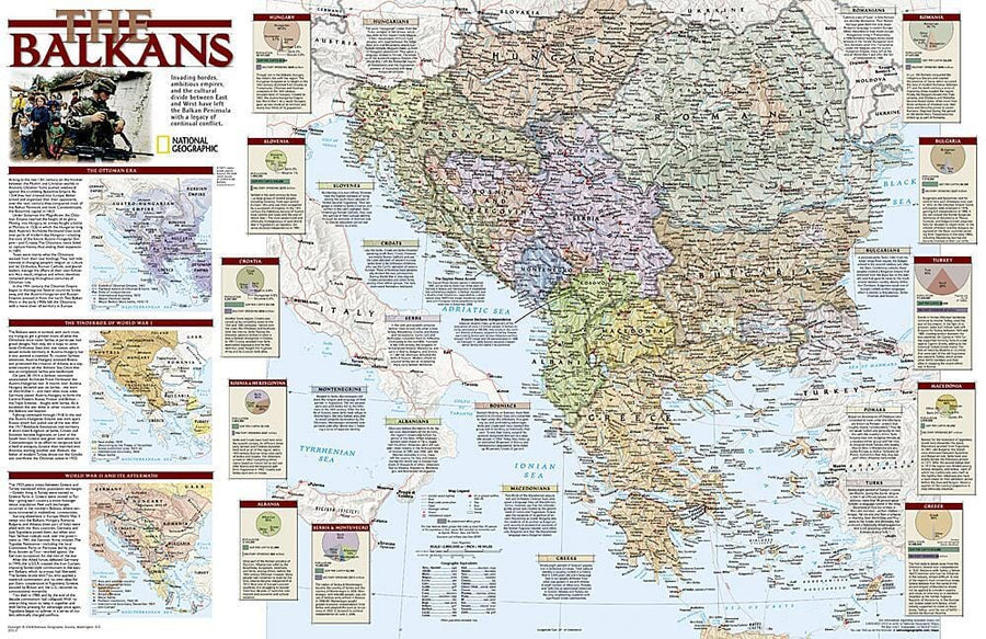 2008 Balkans Conflict Map Wall Map 