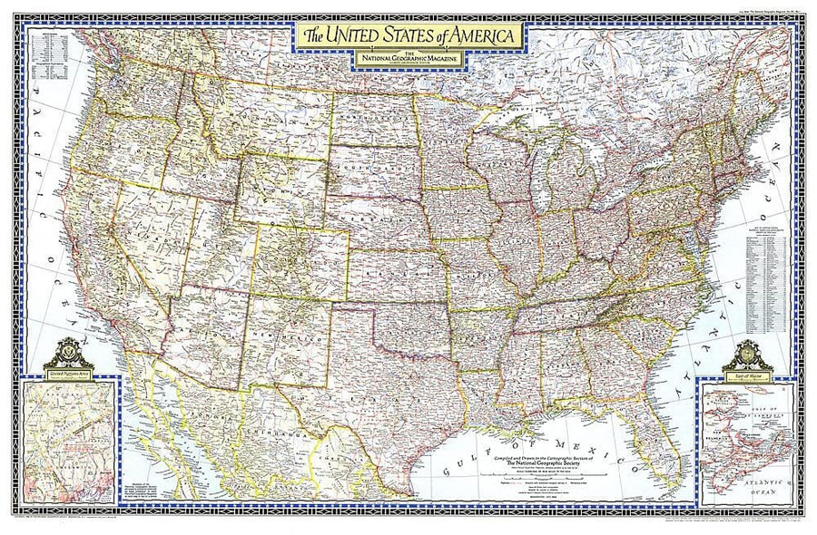 1946 United States of America Map Wall Map 