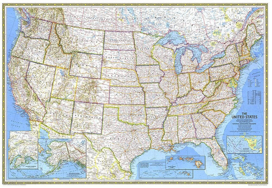 1976 United States Map Wall Map 