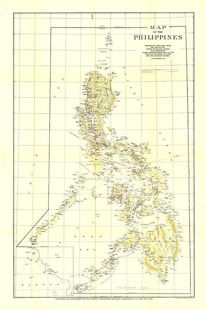 1905 Philippines Map Wall Map 