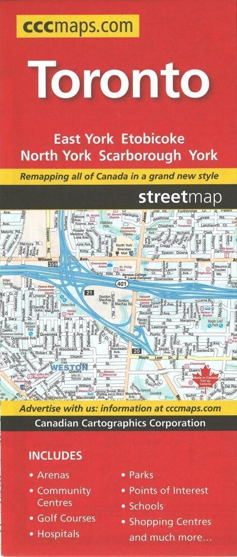 Toronto, Ontario Street map by Canadian Cartographics Corporation