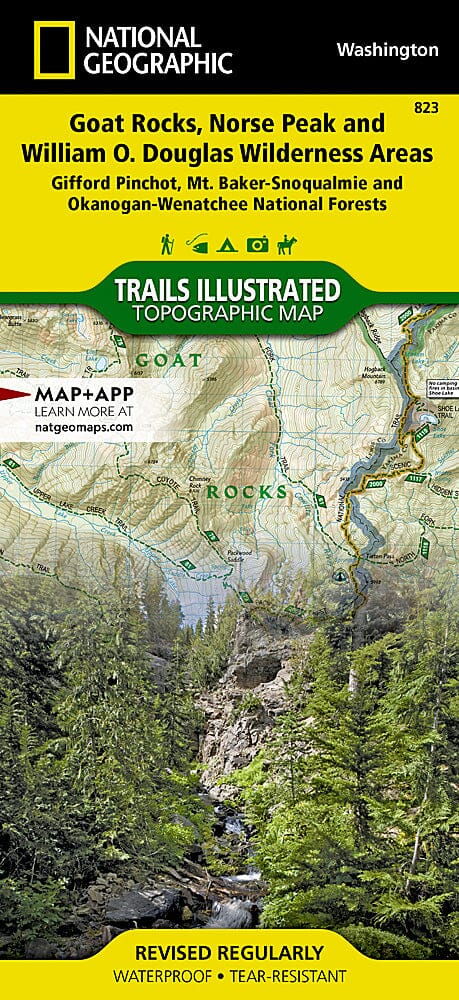 Carte des sentiers de Goat Rocks, Norse Peak & William O.Douglas Wilderness Area (Washington), # 823 | National Geographic carte pliée National Geographic 