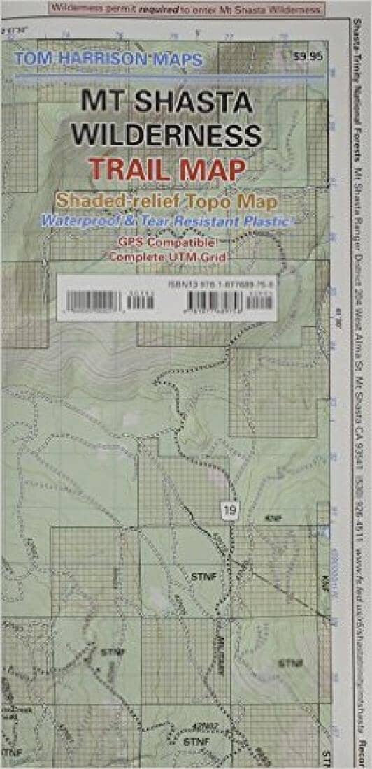 Mount Shasta Wilderness Trail Map by Tom Harrison Maps