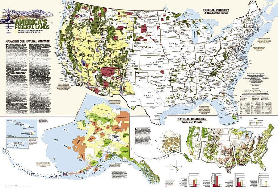 1982 United States Federal Lands Map Wall Map 