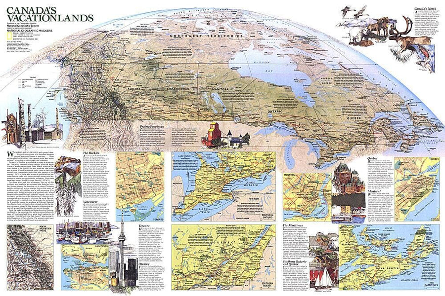 1985 Canada Vacationlands Map Wall Map 