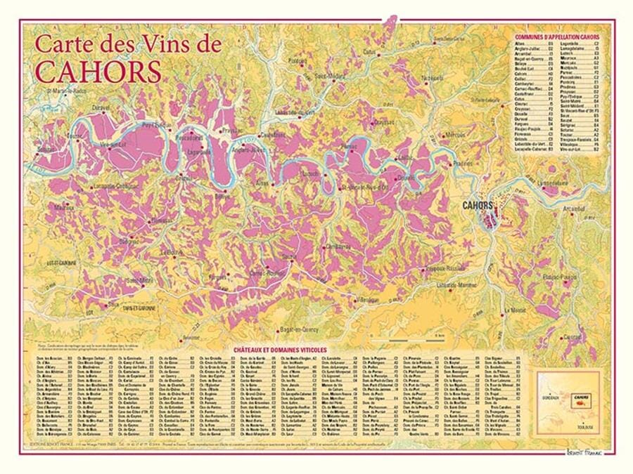 Carte des vins de Cahors carte pliée BENOIT FRANCE 