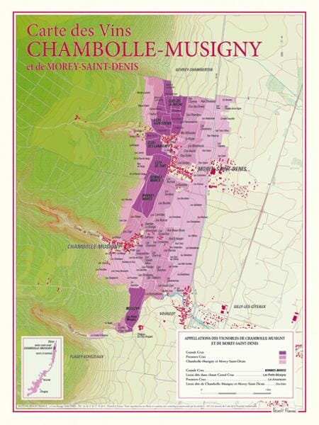 Carte des vins de Chambolle-Musigny carte pliée BENOIT FRANCE 