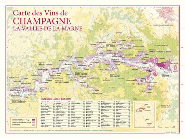 Carte des vins de Champagne de la Vallée de la Marne carte pliée BENOIT FRANCE 