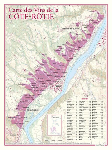 Carte des vins de Côte-Rôti carte pliée BENOIT FRANCE 