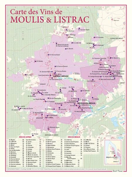 Carte des vins de Moulis et de Listrac carte pliée BENOIT FRANCE 