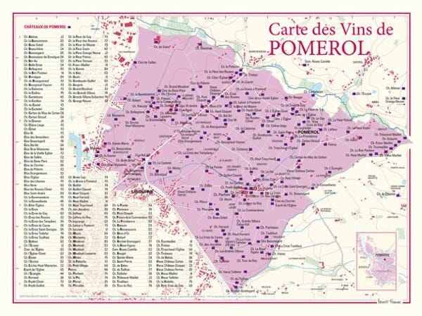 Carte des vins de Pomerol carte pliée BENOIT FRANCE 