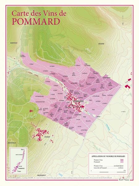 Carte des vins de Pommard carte pliée BENOIT FRANCE 