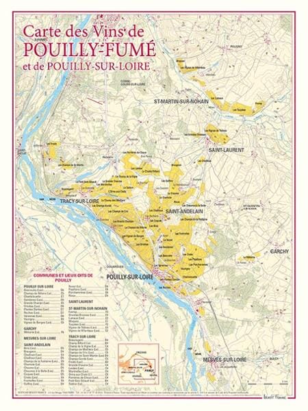 Carte des vins de Pouilly-Fumé et de Pouilly-sur-Loire carte pliée BENOIT FRANCE 