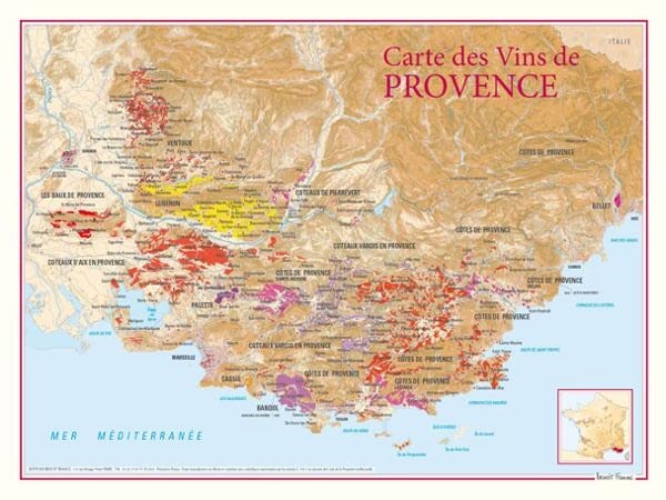 Carte des vins de Provence carte pliée BENOIT FRANCE 
