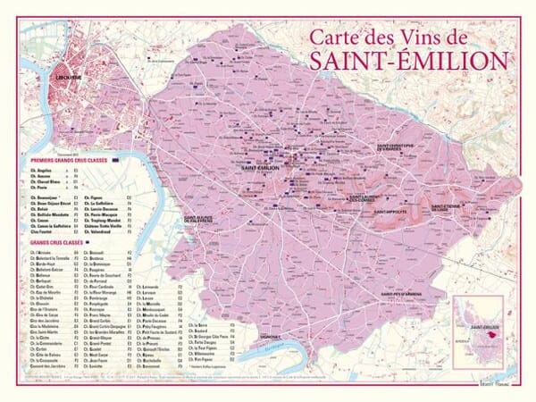 Carte des vins de Saint-Emilion carte pliée BENOIT FRANCE 