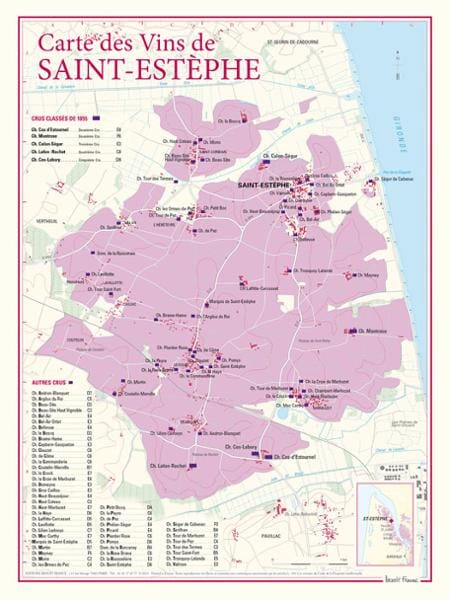 Carte des vins de Saint-Estèphe carte pliée BENOIT FRANCE 