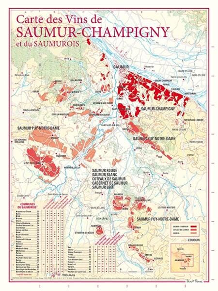 Carte des vins de Saumur-Champigny et du Saumurois carte pliée BENOIT FRANCE 
