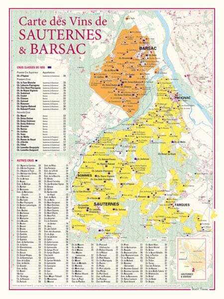 Carte des vins de Sauternes et Barsac carte pliée BENOIT FRANCE 