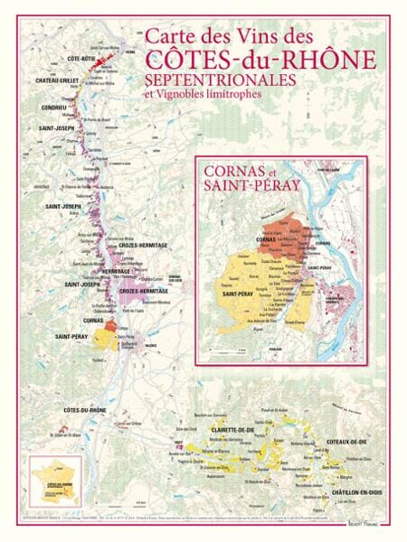 Carte des vins des Côtes-du-Rhône septentrionales carte pliée BENOIT FRANCE 