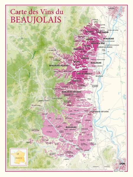 Carte des vins du Beaujolais carte pliée BENOIT FRANCE 