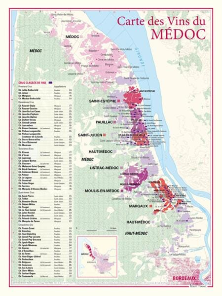 Carte des vins du Médoc carte pliée BENOIT FRANCE 
